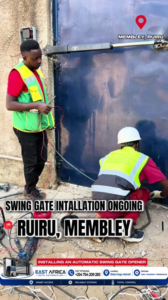 Swing gate opener installation under way in Membley, Ruiru